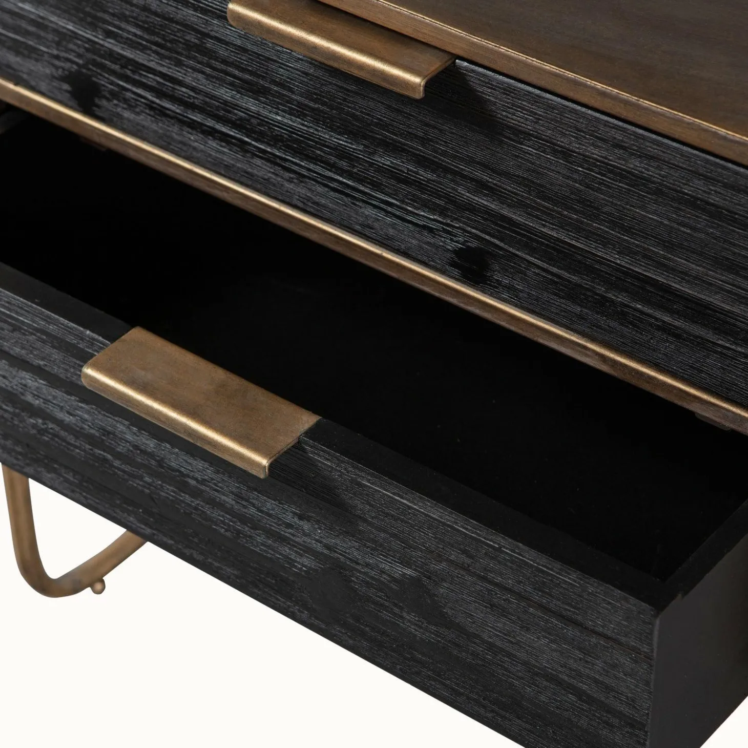 Nachtkastje/Ladekast Polite Met 2 lades, kleur Antique Brass - Loft24.nl