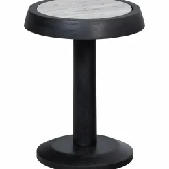 Nanne bijzettafel mango hout zwart met marmer top - Loft24.nl