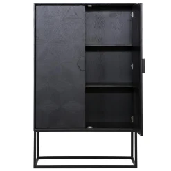 Opbergkast Blax 110 x 175cm Eikenhout en staal kleur zwart - Loft24.nl