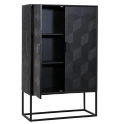 Opbergkast Blax 110 x 175cm Eikenhout en staal kleur zwart - Loft24.nl