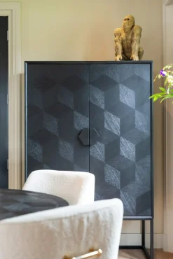 Opbergkast Blax 110 x 175cm Eikenhout en staal kleur zwart - Loft24.nl