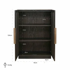 Opbergkast Claremont Eiken en travertin 139 x 95cm - Loft24.nl