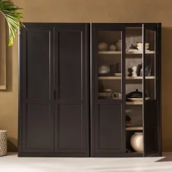 Opbergkast Gunnar Grenenhout, 217 x 120cm, kleur Mat Zwart - Loft24.nl