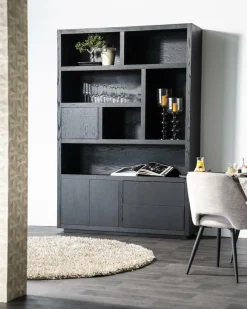 Opbergkast Helsinki Eikenhout 150 x 220 cm - Zwart - Loft24.nl