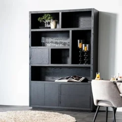 Opbergkast Helsinki Eikenhout 150 x 220 cm - Zwart - Loft24.nl