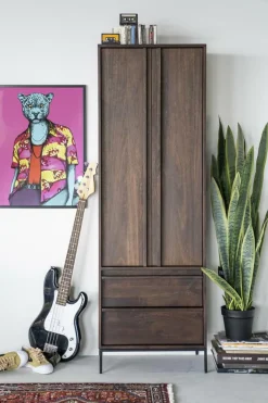 Opbergkast Jimmy Mangohout en Metaal 180 x 60cm - Bruin - Loft24.nl