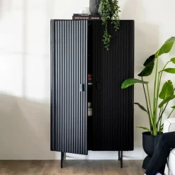 Opbergkast Remi Mangohout en Metaal 170 x 96 cm - Zwart - Loft24.nl