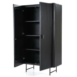 Opbergkast Remi Mangohout en Metaal 170 x 96 cm - Zwart - Loft24.nl