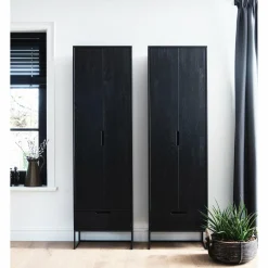 Opbergkast Silas 210 x 60cm, kleur Zwart - Loft24.nl
