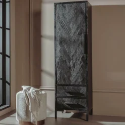 Opbergkast Ziano Visgraat 190 x 55 cm - Zwart (links) - Loft24.nl