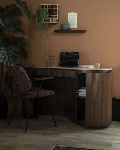 Organisch Bureau Mari Mangohout en Travertin - Bruin - Loft24.nl