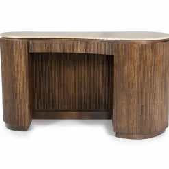 Organisch Bureau Mari Mangohout en Travertin - Bruin - Loft24.nl