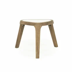 Organische Bijzettafel Fred Marmer en mangohout 38 x 45cm - Loft24.nl