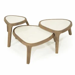 Organische Bijzettafel Fred Marmer en mangohout 38 x 45cm - Loft24.nl