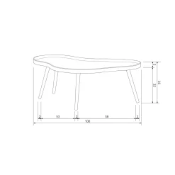 Organische Bijzettafel Mae 100 x 58cm Alpaca - Loft24.nl
