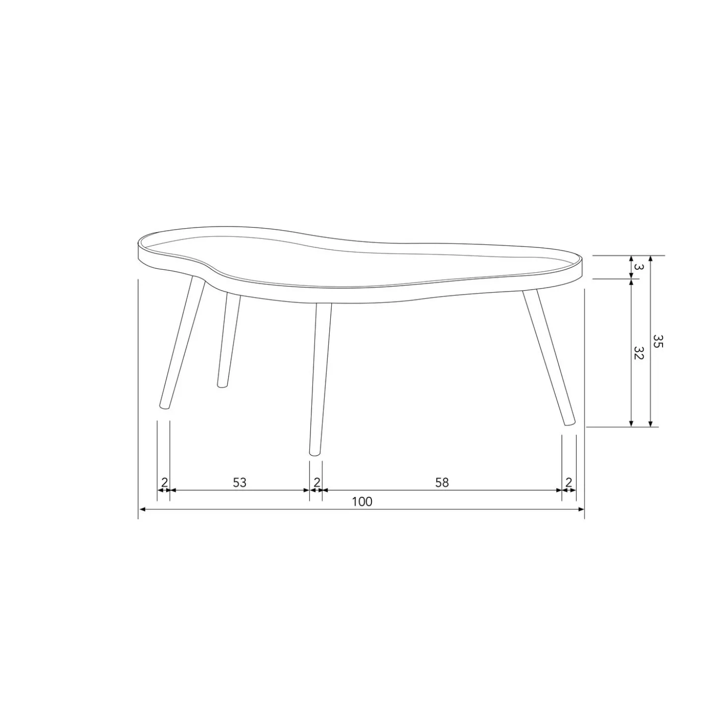 Organische Bijzettafel Mae 100 x 58cm Alpaca - Loft24.nl