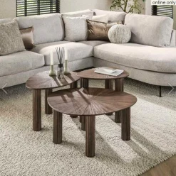 Organische Bijzettafel Sadaf Teakhout Set van 3 stuks - Loft24.nl