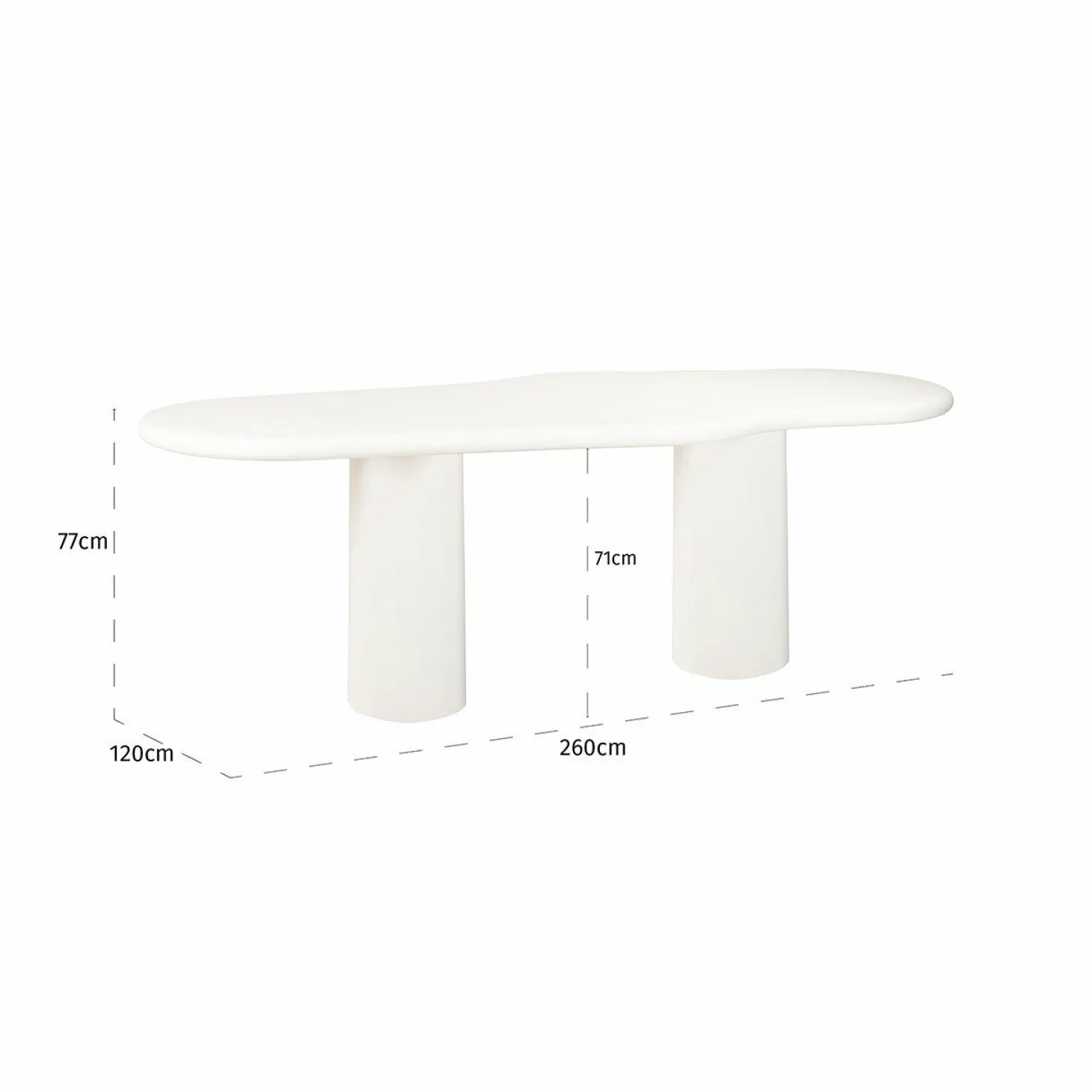 Organische Eettafel Bloomstone 260 x 120 cm - Wit - Loft24.nl