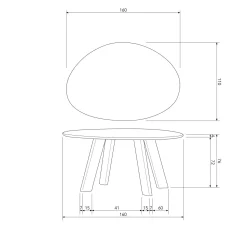 Organische Eettafel Roundly Mangohout, kleur Walnoot - 180 cm - Loft24.nl