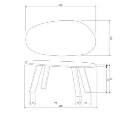 Organische Eettafel Roundly Mangohout, kleur Walnoot - 200 cm - Loft24.nl