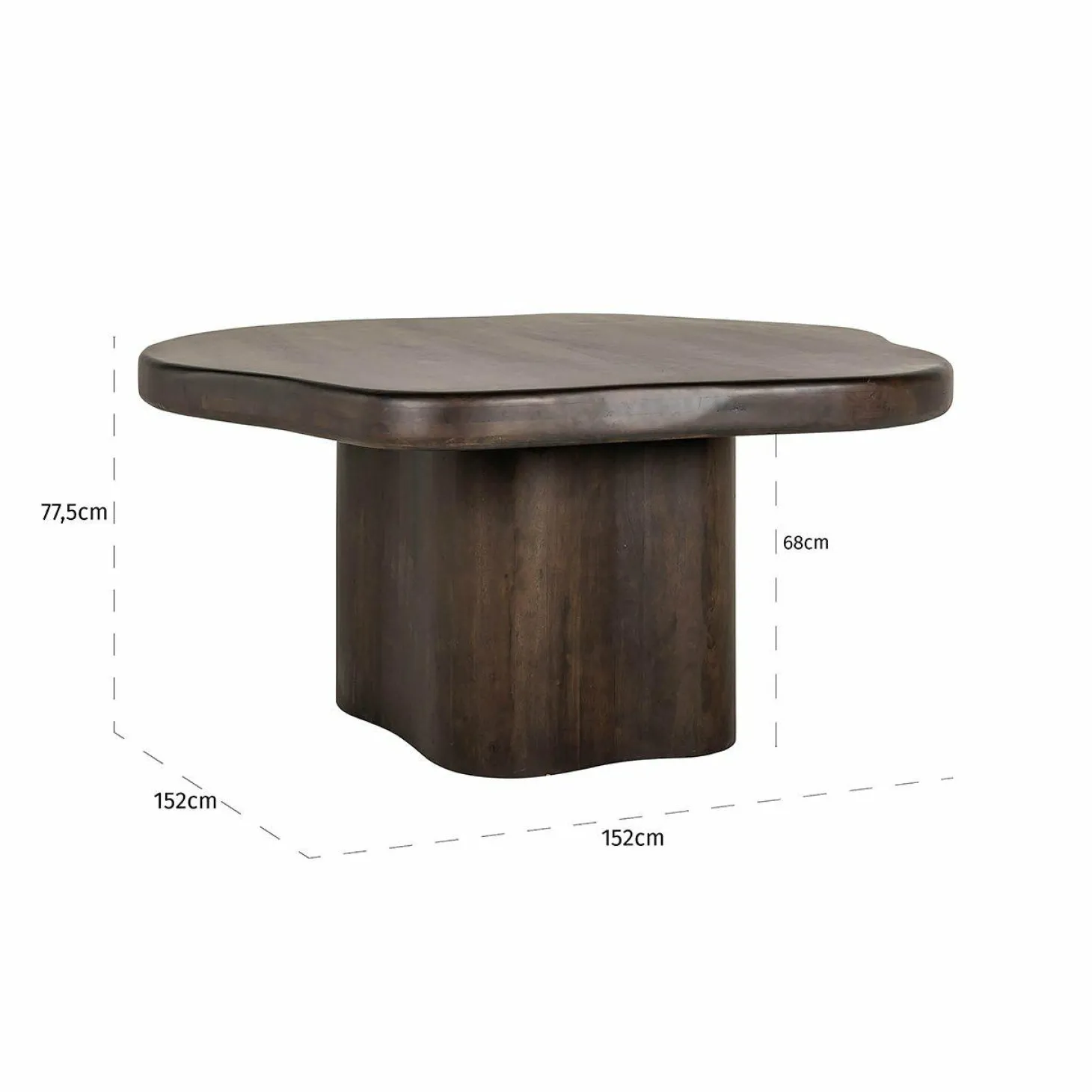 Organische Eettafel Sherman 152 x 152 cm - Bruin - Loft24.nl