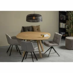 Organische Eettafel Tablo Eikenhout Met 3-stand poot 130 x 130cm - Loft24.nl
