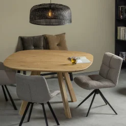 Organische Eettafel Tablo Eikenhout Met 3-stand poot 130 x 130cm - Loft24.nl