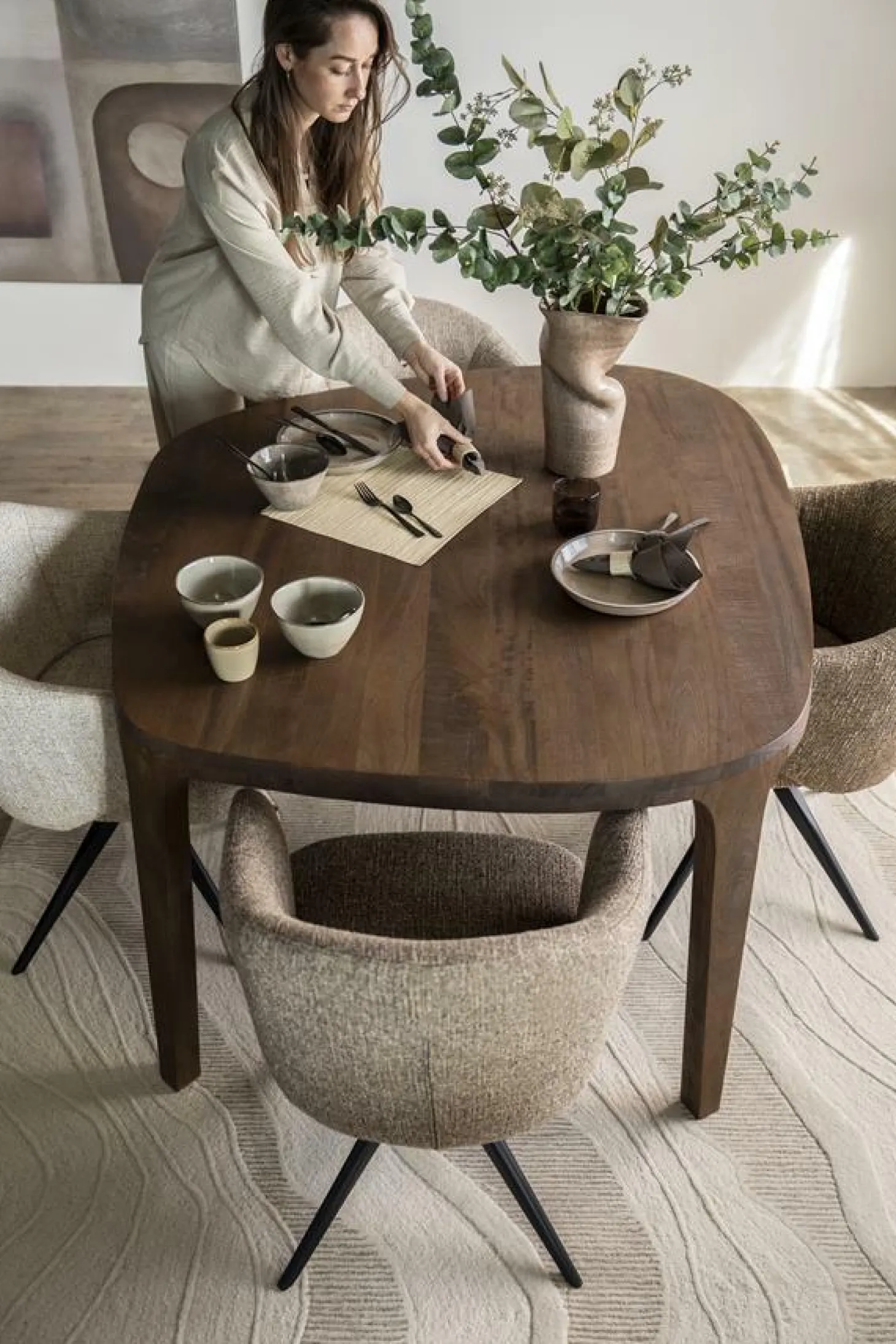 Organische Eettafel Taylor Mangohout - 140 cm - Loft24.nl