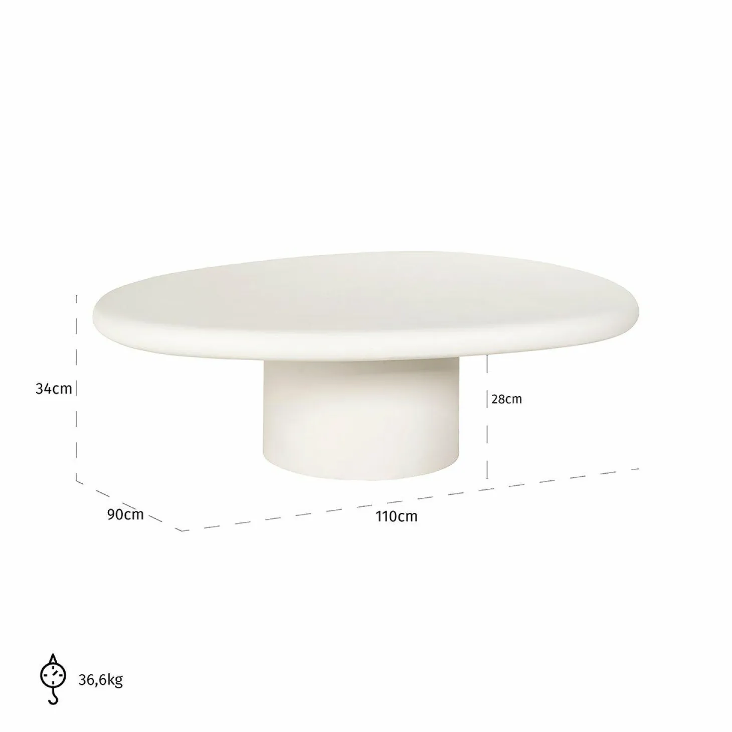 Organische Salontafel Bloomstone 110 x 90 cm - Wit - Loft24.nl