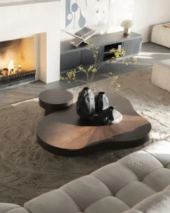 Organische Salontafel Bobbie - donkerbuin - 150 x 110 cm - Loft24.nl