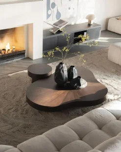 Organische Salontafel Bobbie - donkerbuin - 150 x 110 cm - Loft24.nl