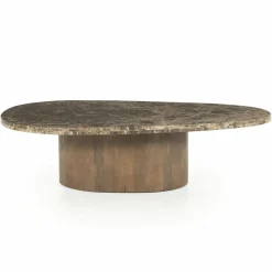 Organische Salontafel Bradley Marmer en mangohout 120 x 75cm - Loft24.nl