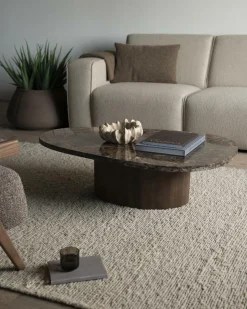 Organische Salontafel Bradley Marmer en mangohout 120 x 75cm - Loft24.nl