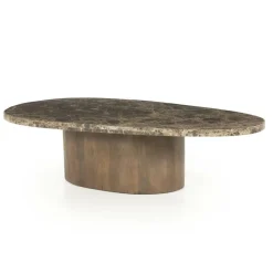 Organische Salontafel Bradley Marmer en mangohout 120 x 75cm - Loft24.nl