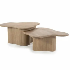 Organische Salontafel Fall Mangohout Set van 2 - Naturel - Loft24.nl