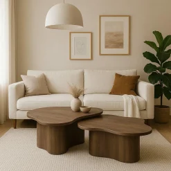 Organische Salontafel Fall Mangohout Set van 2 - Bruin - Loft24.nl