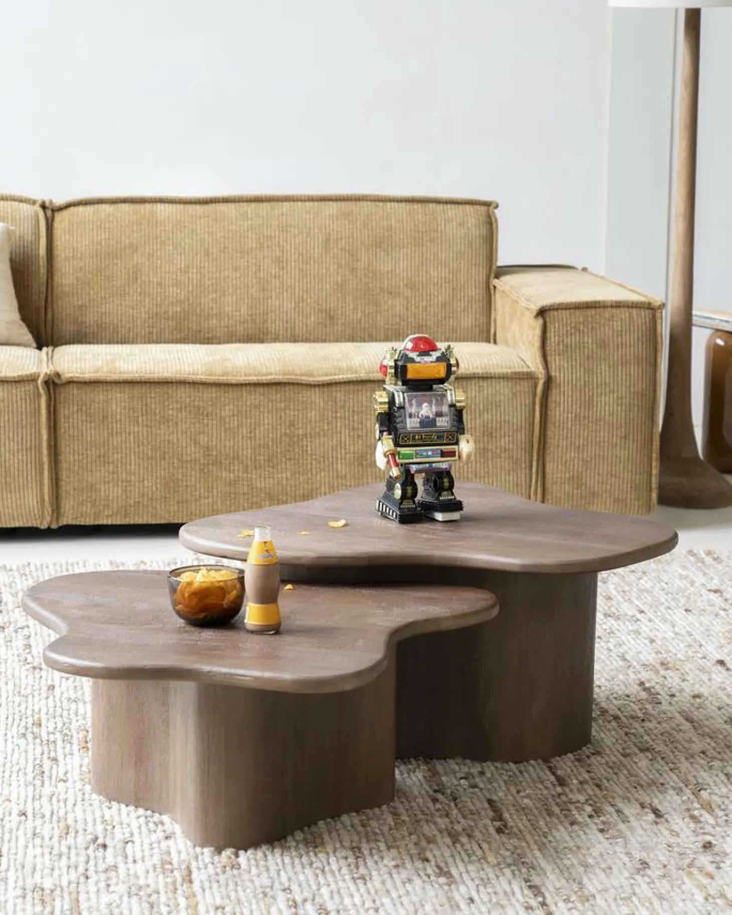 Organische Salontafel Fall Mangohout Set van 2 - Bruin - Loft24.nl