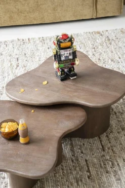 Organische Salontafel Fall Mangohout Set van 2 - Bruin - Loft24.nl