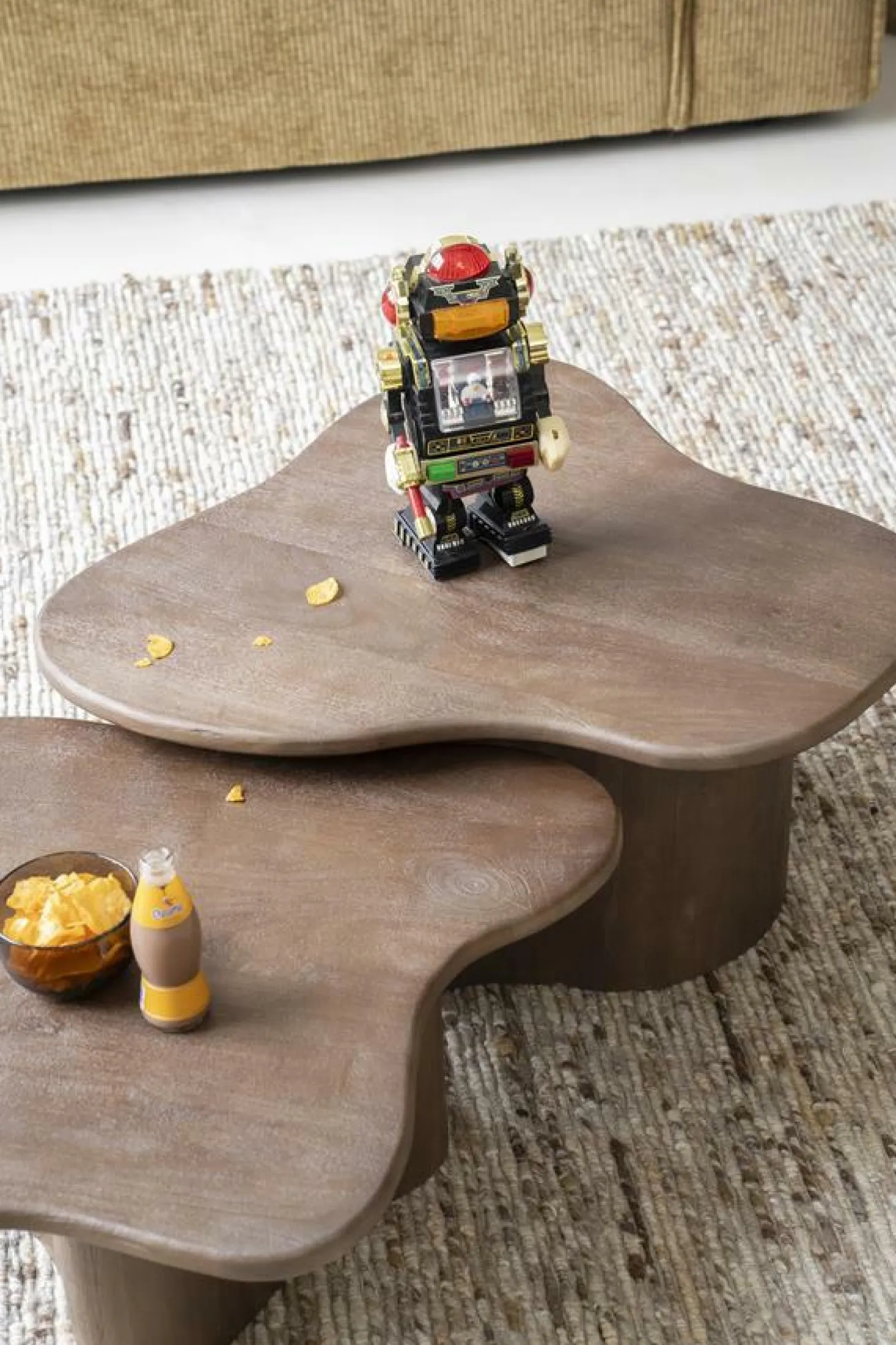 Organische Salontafel Fall Mangohout Set van 2 - Bruin - Loft24.nl