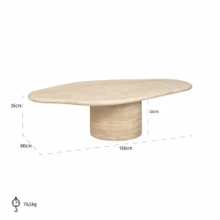 Organische Salontafel Fictus 130 x 80 cm - Faux Travertin - Loft24.nl