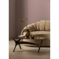 Organische Salontafel Flash Mangohout en glas 110 x 60cm - Loft24.nl