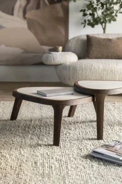 Organische Salontafel Fred Marmer en mangohout - 64 cm - Loft24.nl