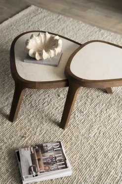 Organische Salontafel Fred Marmer en mangohout - 64 cm - Loft24.nl