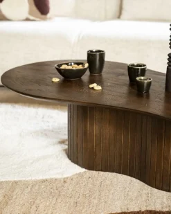 Organische Salontafel Jordy Mangohout Bruin - 130 x 70cm - Loft24.nl