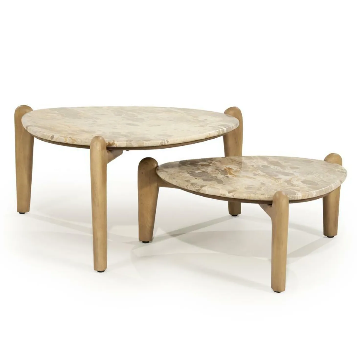 Organische Salontafel Marnish Marmer en mangohout - klein - Loft24.nl