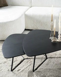 Organische Salontafel Moos Eikenhout 85 x 95 cm - Zwart - Loft24.nl