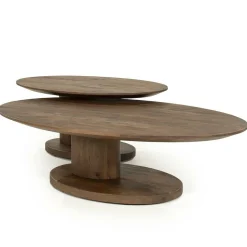 Organische Salontafel Novia Mangohout 90 x 60cm - Lichtbruin - Loft24.nl