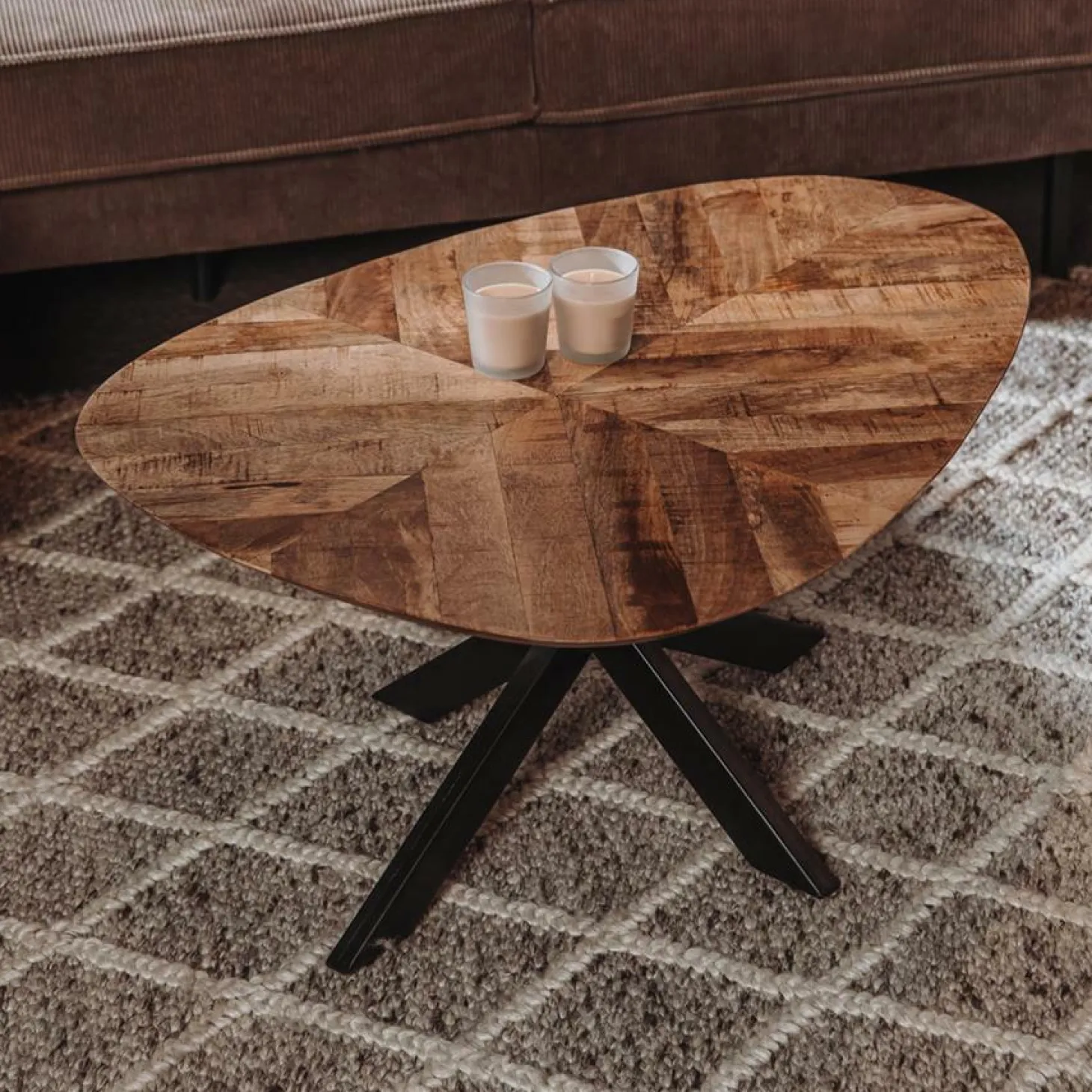 Organische Salontafel Pianella Mangohout 130cm - Bruin - Loft24.nl