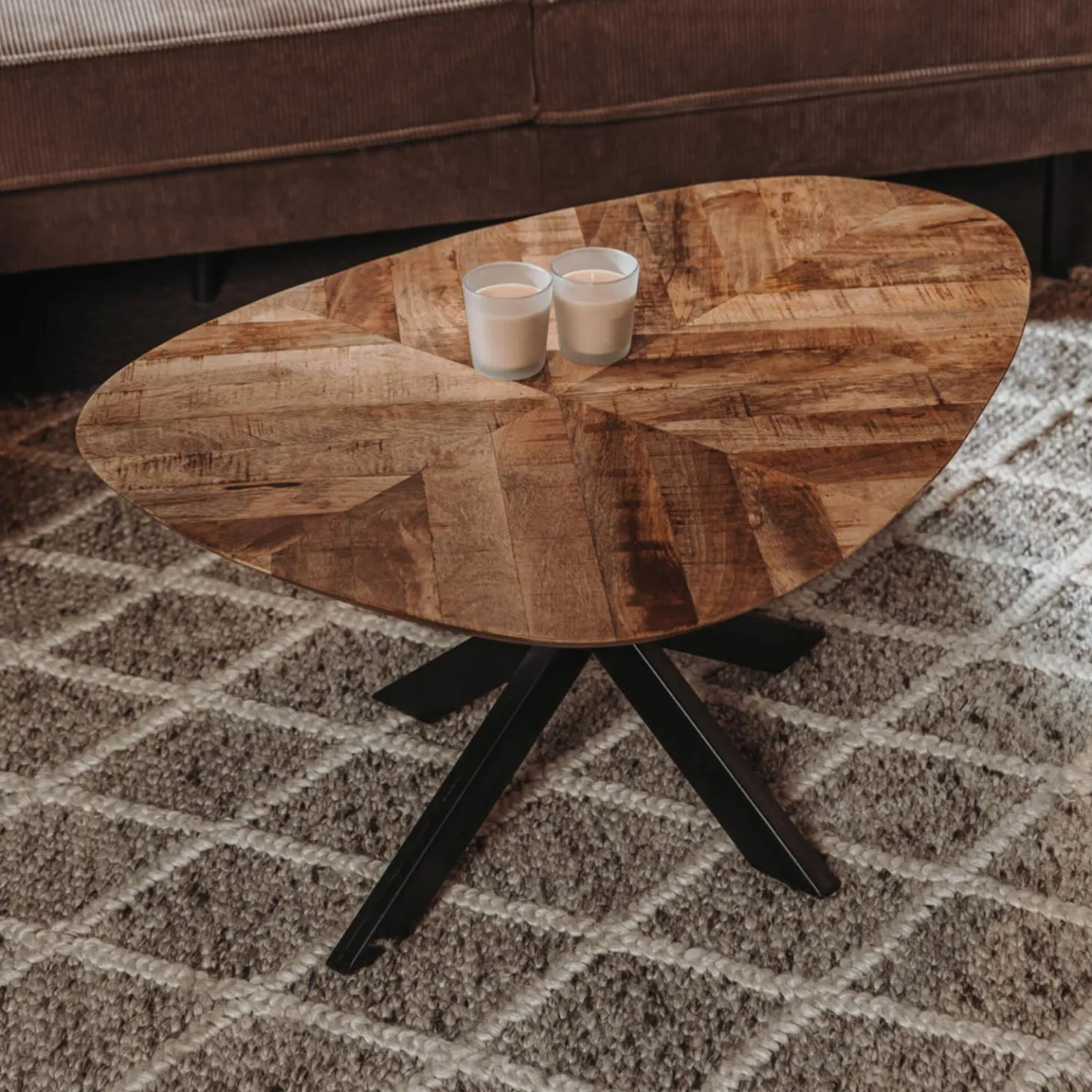 Organische Salontafel Pianella Mangohout 130cm - Bruin - Loft24.nl