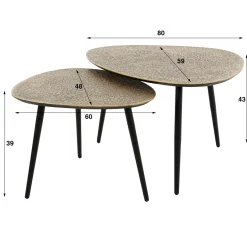 Organische Salontafel Pure Metaal Set van 2 stuks - Brons - Loft24.nl